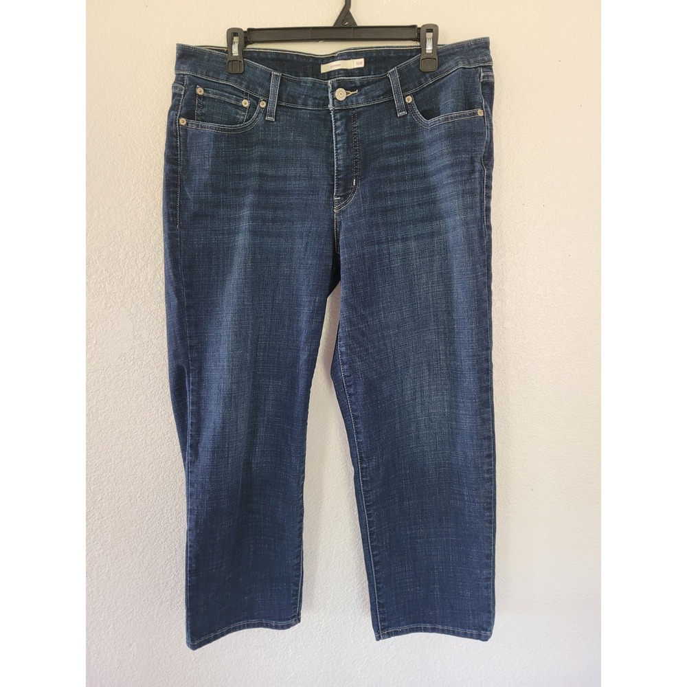 Levis Boyfriend Jeans Womens 16W Dark Wash Blue Mid Rise Relaxed Denim #P3